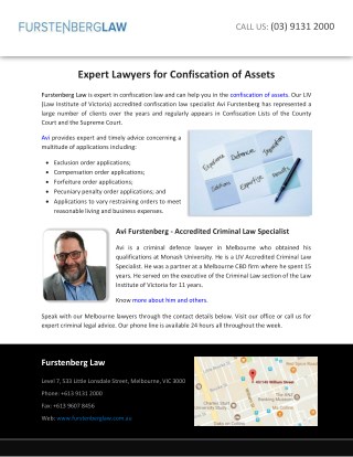 Expert Lawyers for Confiscation of Assets