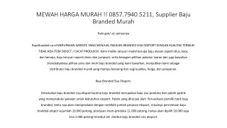MEWAH HARGA MURAH !! 0857.7940.5211, Supplier Baju Branded Export Jakarta