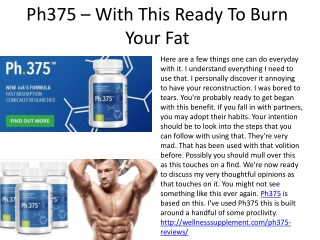 Ph375 - It's Really Working For Burning Fat