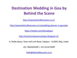 Destination Wedding in Goa by Behind the Scene