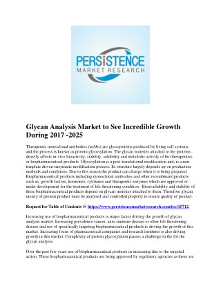 Glycan Analysis Market Plying for Significant Growth by 2025