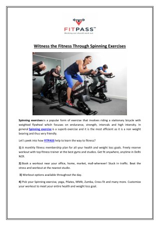 Witness the Fitness Through Spinning Exercises