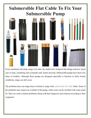 Submersible Flat Cable To Fix Your Submersible Pump