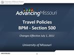 Travel Policies BPM - Section 500