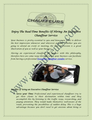 Achauffeur provide the chauffeurs services with luxury car