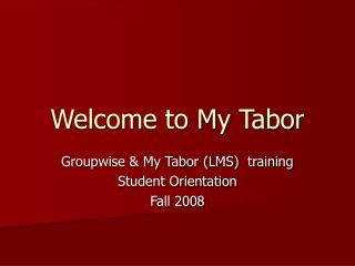 Welcome to My Tabor