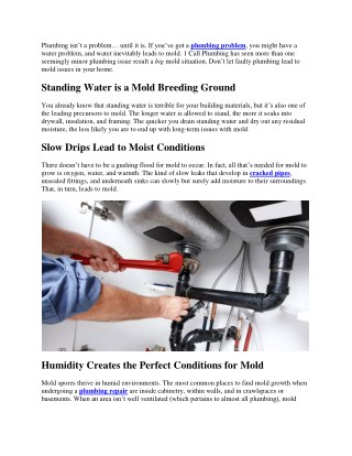Is Faulty Plumbing Causing Mold Growth In Your Home?