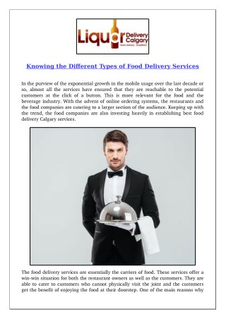 Knowing the Different Types of Food Delivery Services