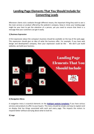 Landing Page Elements That You Should Include for Converting Leads