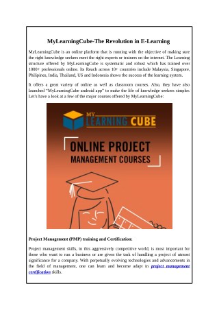 MyLearningCube the revolution in e-learning