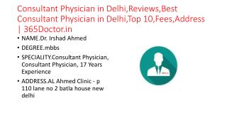 Consultant Physician in Delhi,Reviews,Best Consultant Physician in Delhi,Top 10,Fees,Address | 365Doctor.in