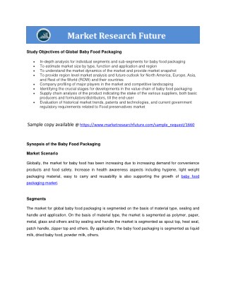 Global Baby Food Packaging In-depth analysis for individual segments report forecast