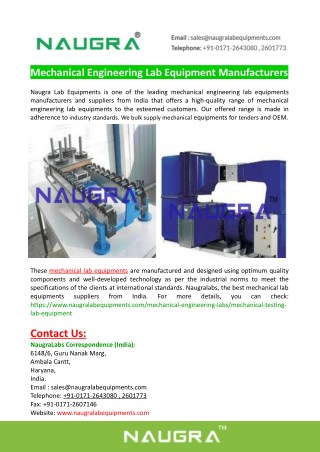 Mechanical Engineering Lab Instruments Manufacturers