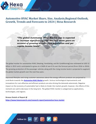 Research Report on the Future of Automotive HVAC Market