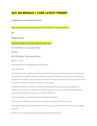 ACC 202 MODULE 1 CASE LATEST-TRIDENT