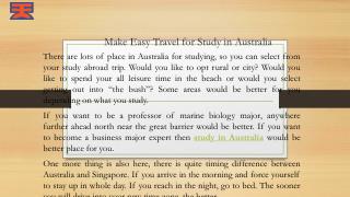 Make Easy Travel for Study in Australia