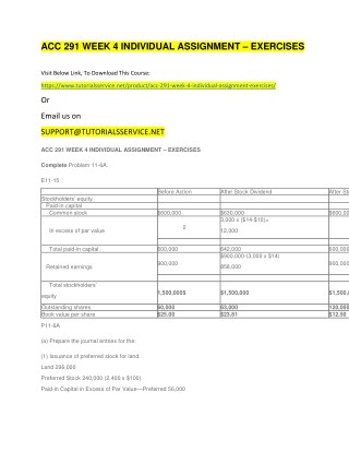 ACC 291 WEEK 4 INDIVIDUAL ASSIGNMENT â€“ EXERCISES