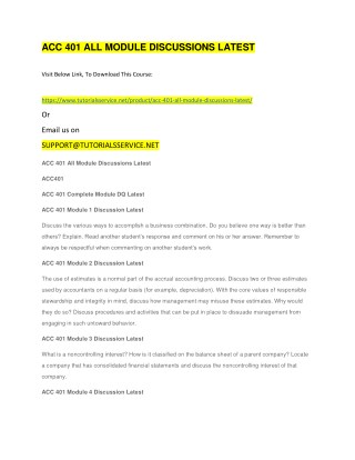 ACC 401 ALL MODULE DISCUSSIONS LATEST