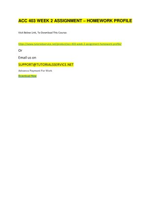 ACC 403 WEEK 2 ASSIGNMENT â€“ HOMEWORK PROFILE