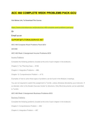 ACC 460 COMPLETE WEEK PROBLEMS PACK-GCU