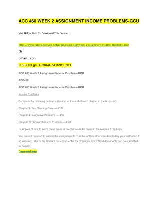 ACC 460 WEEK 2 ASSIGNMENT INCOME PROBLEMS-GCU