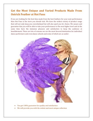 Get The Most Unique And Varied Products Made From Ostrich Feather At Hot Fans