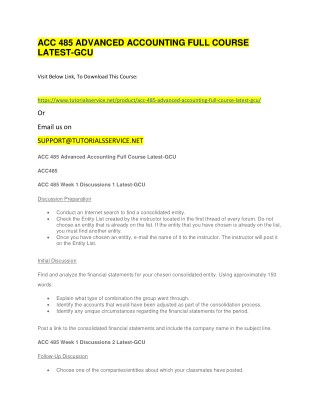 ACC 485 ADVANCED ACCOUNTING FULL COURSE LATEST-GCU