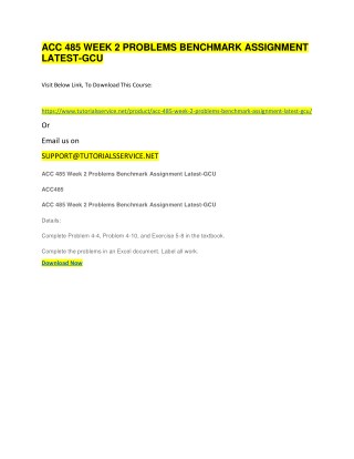 ACC 485 WEEK 2 PROBLEMS BENCHMARK ASSIGNMENT LATEST-GCU