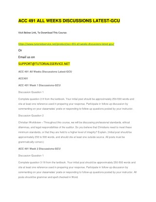 ACC 491 ALL WEEKS DISCUSSIONS LATEST-GCU