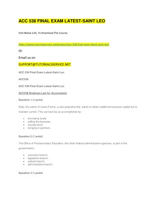 ACC 538 FINAL EXAM LATEST-SAINT LEO