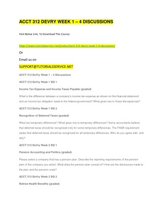 ACCT 312 DEVRY WEEK 1 â€“ 4 DISCUSSIONS