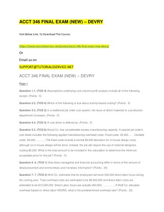 ACCT 346 FINAL EXAM (NEW) â€“ DEVRY