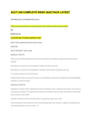 ACCT 349 COMPLETE WEEK QUIZ PACK LATEST