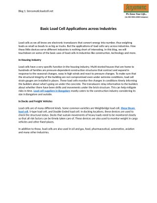 Basic Load Cell Applications across Industries