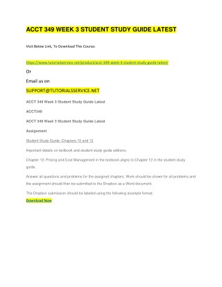 ACCT 349 WEEK 3 STUDENT STUDY GUIDE LATEST