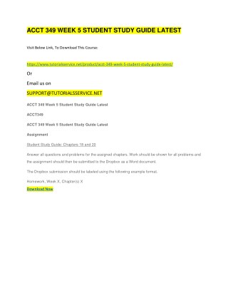 ACCT 349 WEEK 5 STUDENT STUDY GUIDE LATEST