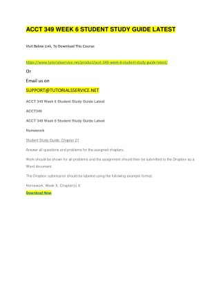 ACCT 349 WEEK 6 STUDENT STUDY GUIDE LATEST