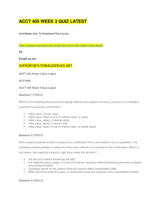 ACCT 405 WEEK 3 QUIZ LATEST