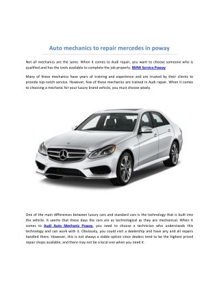 Auto mechanics to repair mercedes in poway