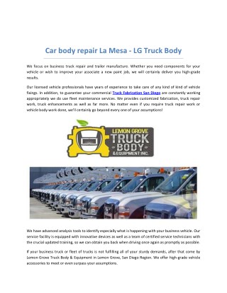 Auto Collision Repair lemon grove - Lg truck Body