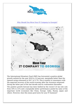 Why Should You Move Your IT Company to Georgia?