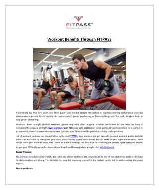 Workout Benefits Through FITPASS