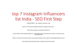 top 7 Instagram Influencers list India - SEO First Step