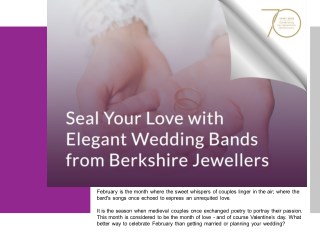 Seal Your Love with Elegant Wedding Bands from Berkshire Jewellers