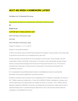 ACCT 405 WEEK 5 HOMEWORK LATEST