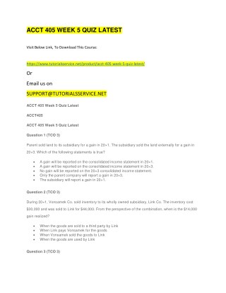 ACCT 405 WEEK 5 QUIZ LATEST