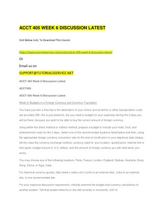 ACCT 405 WEEK 6 DISCUSSION LATEST
