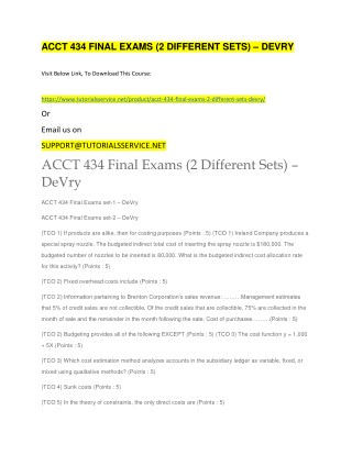 ACCT 434 FINAL EXAMS (2 DIFFERENT SETS) â€“ DEVRY