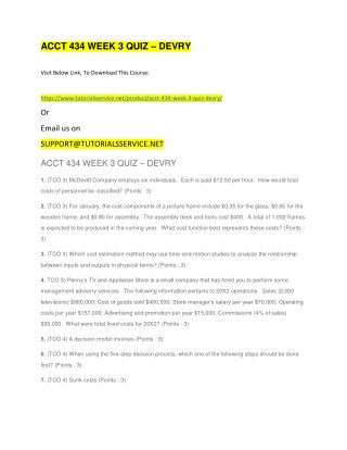 ACCT 434 WEEK 3 QUIZ â€“ DEVRY