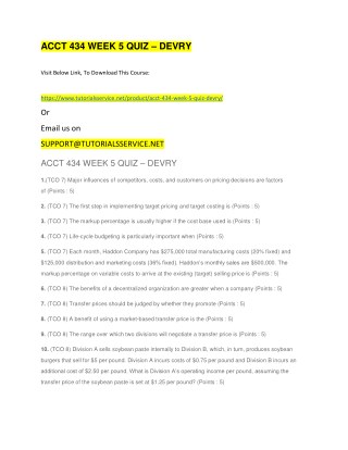 ACCT 434 WEEK 5 QUIZ â€“ DEVRY